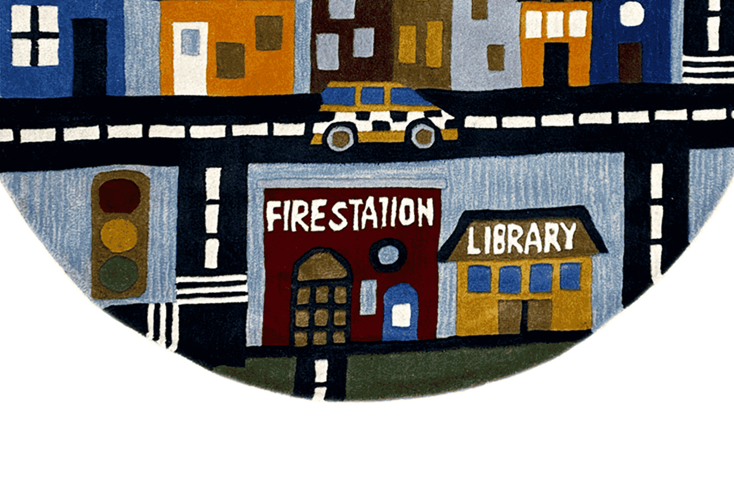 Stadt-Abenteuer - Handgetufteter Kinder-Stadtplan-Teppich, 150x150cm (4.9x4.9ft) - German Carpet Shop