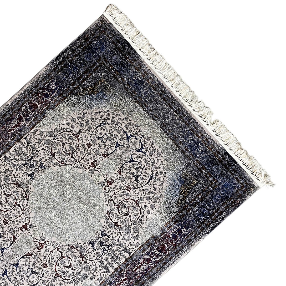 Rug Sofia 160x230 cm, detail view: medallion in the light center, dark blue border