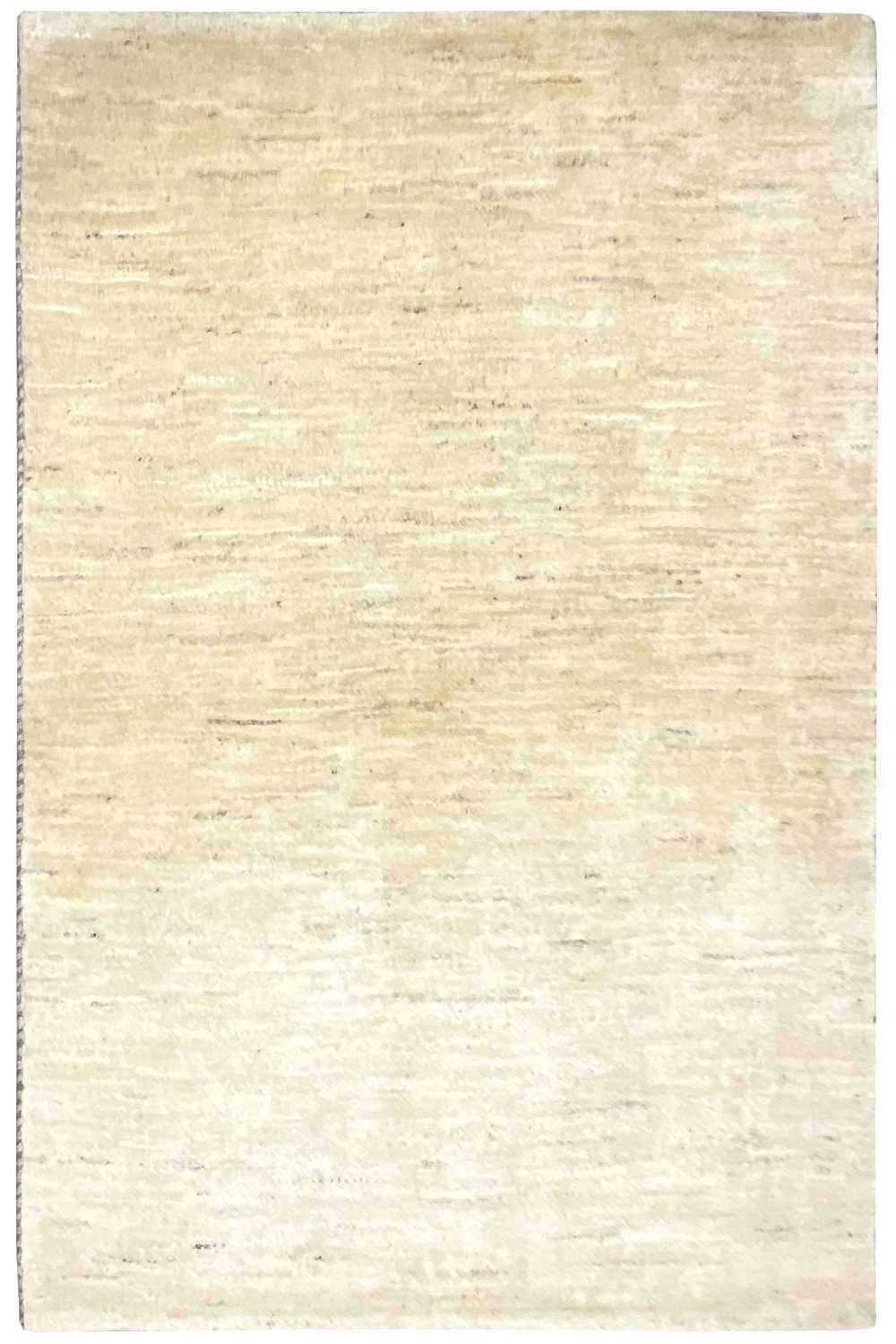 Gabbeh rug 150x101 cm, rectangular front view in a light cream tone