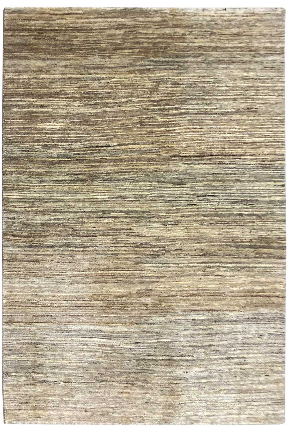 Gabbeh rug front view with an even, striped mélange pattern