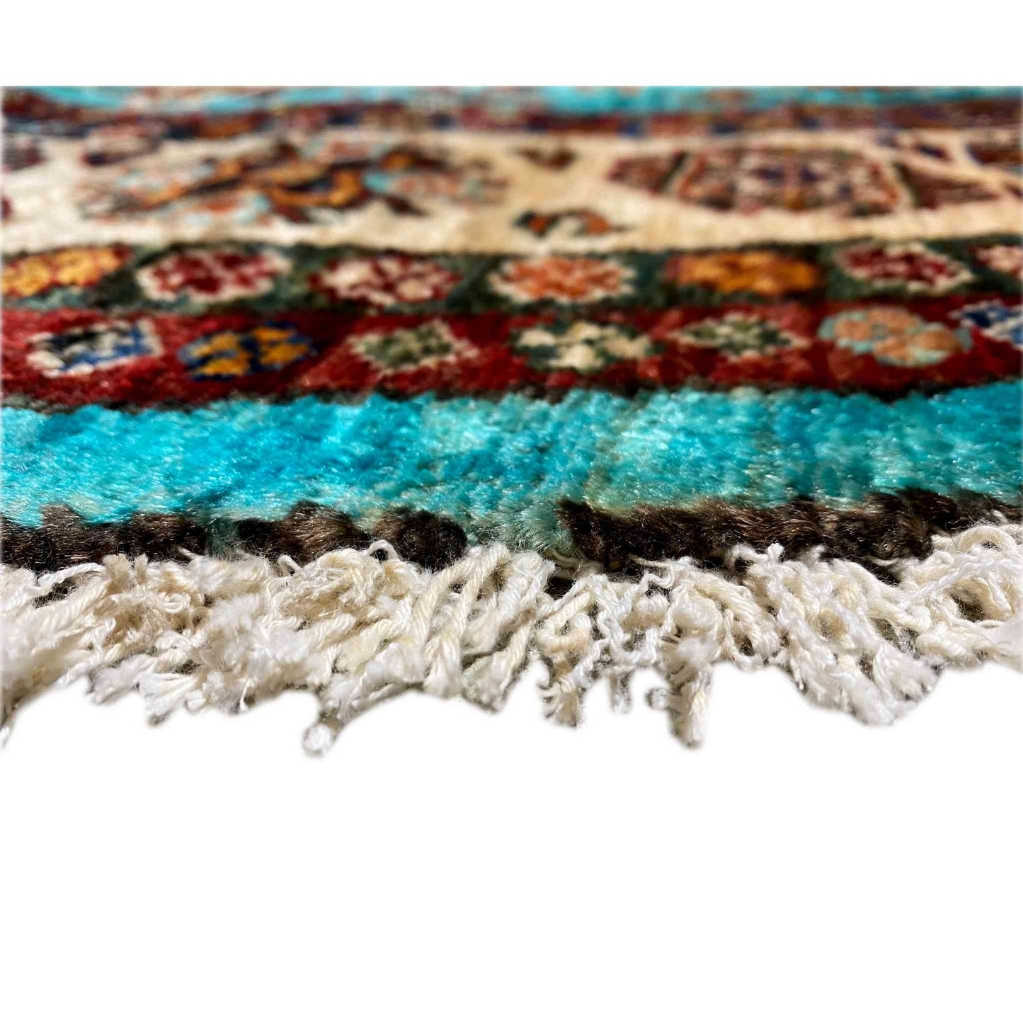 Türkisfarbener Runder Kazak Teppich, 177x180 cm - German Carpet Shop