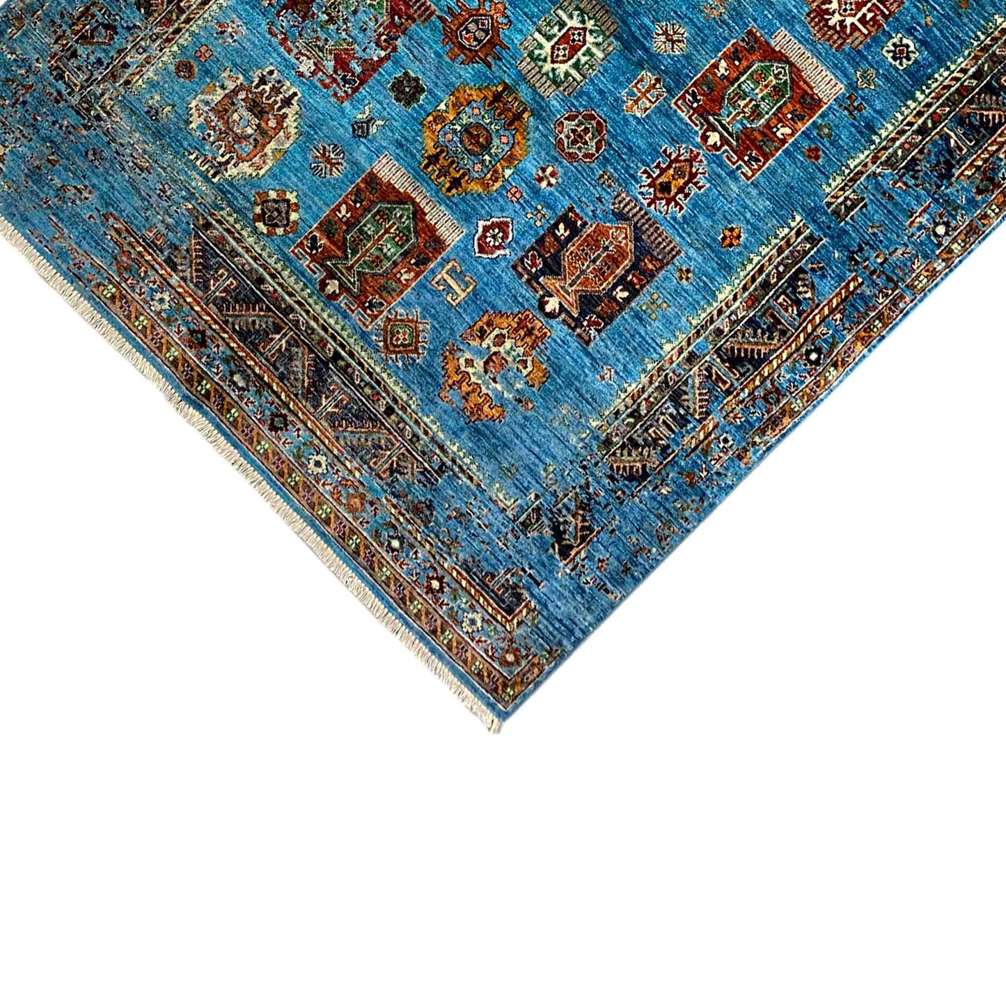 Afghan Khorjin Teppich, Blau, 199x157 cm - German Carpet Shop