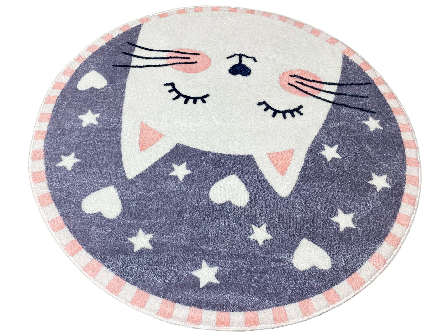 Round Children's Rug Cat, 100 cm
