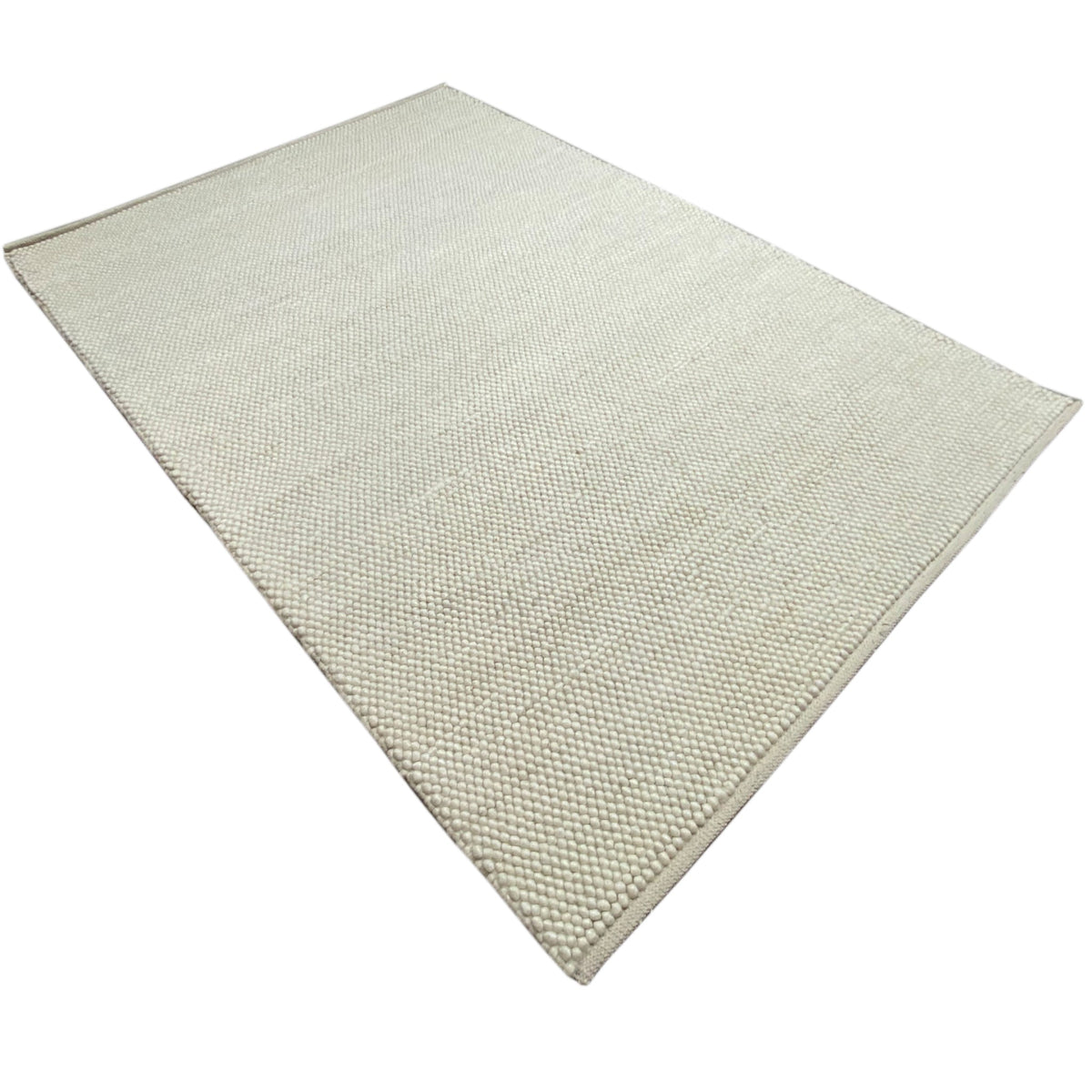 Rug, light beige, rectangular, fine texture, edges visible