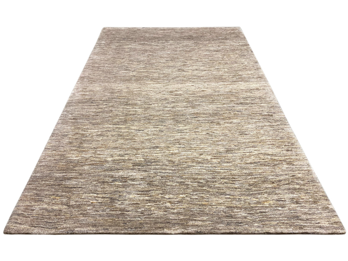 Gabbeh rug 290x194, trapezoidal/triangular view, beige-gray mélange look, short pile