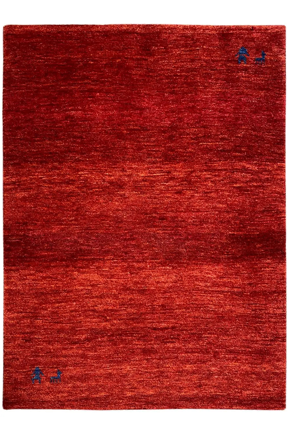 Red Gabbeh rug 139x100 cm with blue ornaments, flat-woven