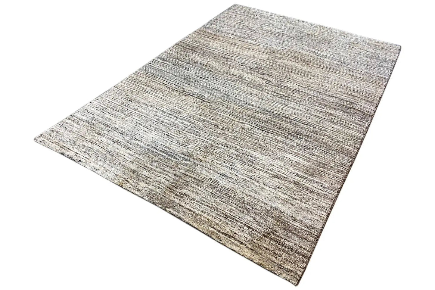 Rectangular Gabbeh rug, light gray-beige, striped mélange pattern