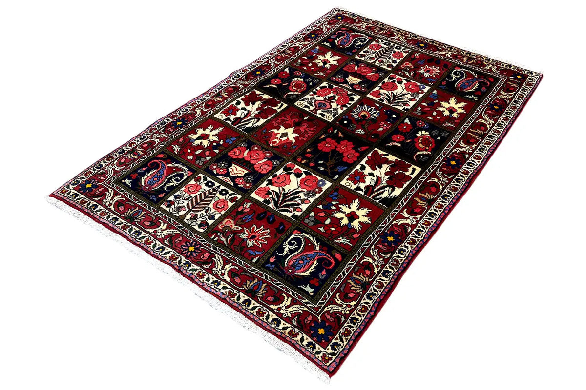 Bakhtiari rug (157x106 cm) with border motifs and colorful patchwork