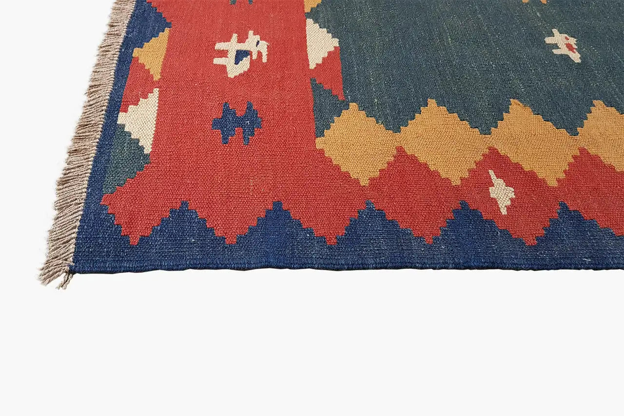 Kilim Qashqai - 13159 (151x105 cm) - Premium Kelim from German Carpet Shop - Just €142! Shop now at German Carpet Shop