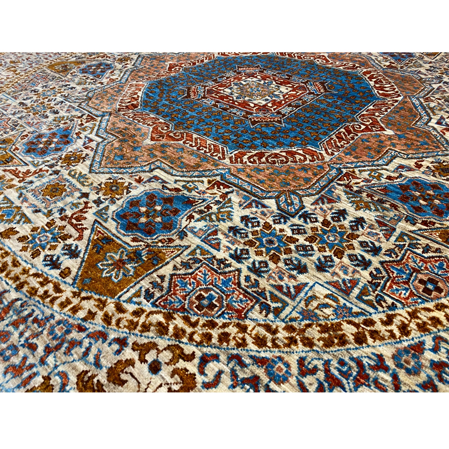 Runder Beiger Mamluk Teppich, 246x246 cm - German Carpet Shop