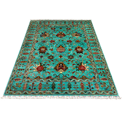 Türkiser Khorjin Teppich 197x158 cm - German Carpet Shop