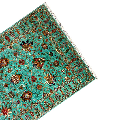 Türkiser Khorjin Teppich 197x158 cm - German Carpet Shop