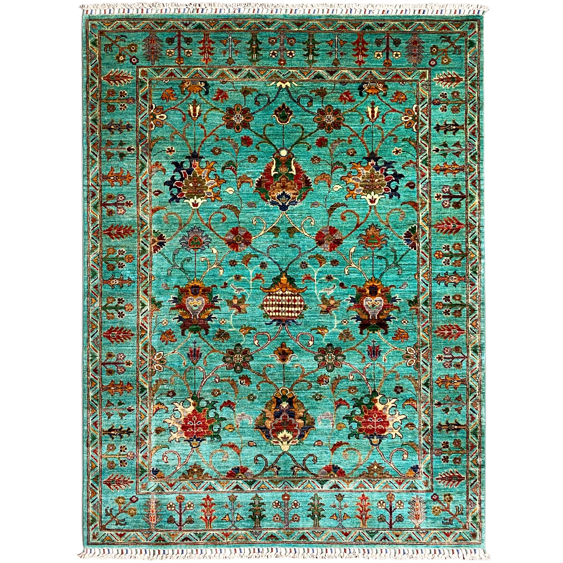 Türkiser Khorjin Teppich 197x158 cm - German Carpet Shop