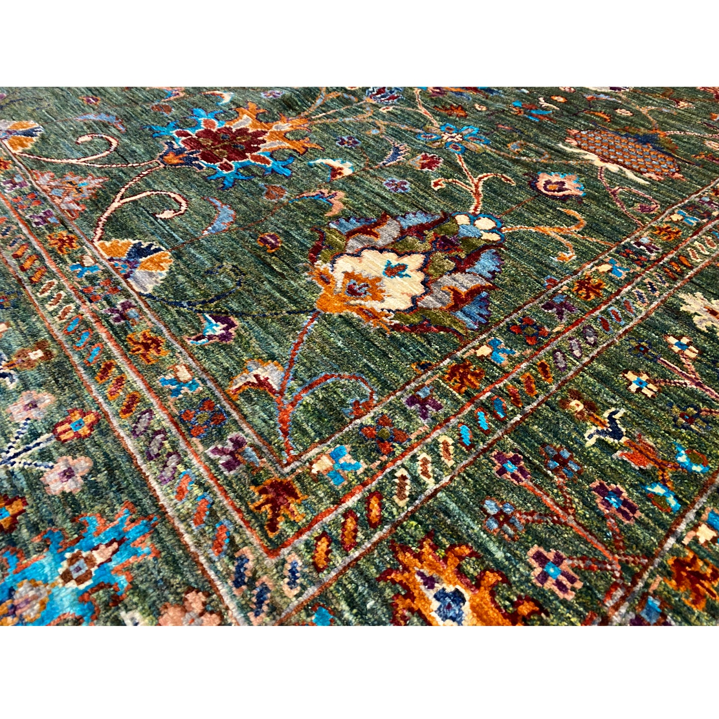 Grüner Khorjin Teppich 207x156 cm - German Carpet Shop