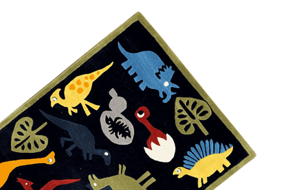 Handgetufteter Dinosaurier-Kinderteppich – Mehrfarbiger Spielzimmer-Teppich mit lustigem Dino-Design – 120x180 cm (4x6 ft) - German Carpet Shop