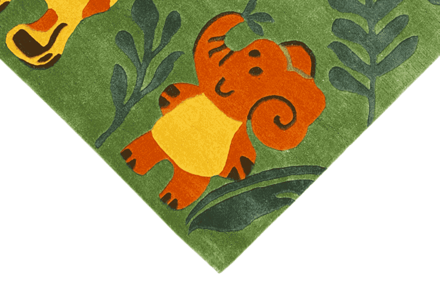 Grüner handgetufteter Kinder-Dschungel-Teppich, 120x180cm (4x6 ft) - German Carpet Shop