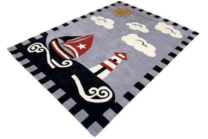 Leinen los! Handgetufteter Kinder-Segelboot-Teppich, 170x240cm (5.6x7.9 ft) - German Carpet Shop
