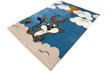 Sonnige Tage - Handgetufteter Kinderteppich mit Hase & Biene, 170x240cm (5.6x7.9 ft) - German Carpet Shop