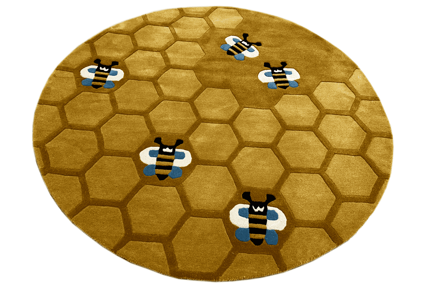 Runder Bienenwaben-Teppich für Kinder - Handgetuftet, 150x150cm (4.9x4.9ft) - German Carpet Shop
