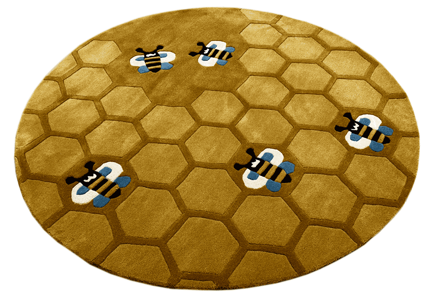 Runder Bienenwaben-Teppich für Kinder - Handgetuftet, 150x150cm (4.9x4.9ft) - German Carpet Shop