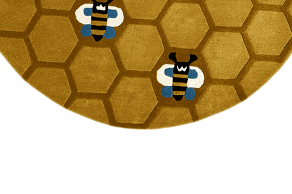 Runder Bienenwaben-Teppich für Kinder - Handgetuftet, 150x150cm (4.9x4.9ft) - German Carpet Shop