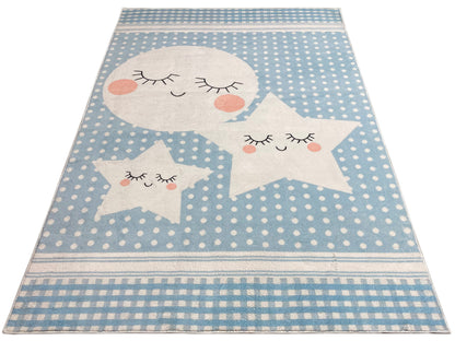Children's Rug "Star World", blue, 140x200 cm