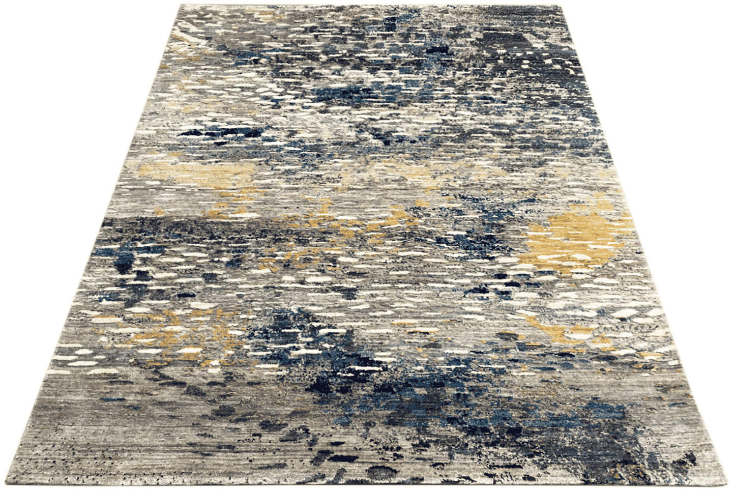 Moderner Multicolor Abstrakter Designer Teppich - Handgefertigt aus Wolle/Viskose, 199x153 cm (6.5x5 ft) - German Carpet Shop