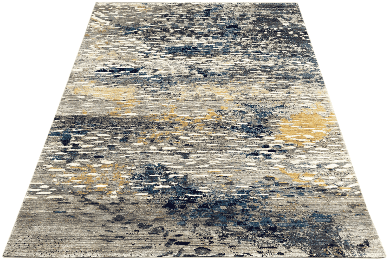 Moderner Multicolor Abstrakter Designer Teppich - Handgefertigt aus Wolle/Viskose, 199x153 cm (6.5x5 ft) - German Carpet Shop