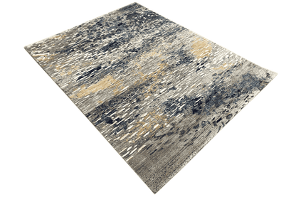 Moderner Multicolor Abstrakter Designer Teppich - Handgefertigt aus Wolle/Viskose, 199x153 cm (6.5x5 ft) - German Carpet Shop