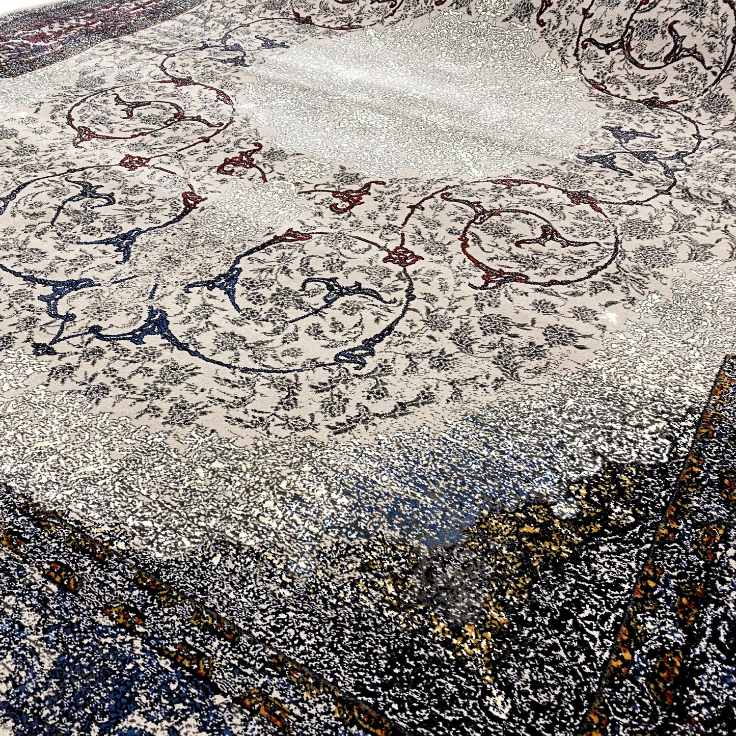 Teppichläufer im Medaillon-Stil in Blau-Grau und Creme 160x230cm