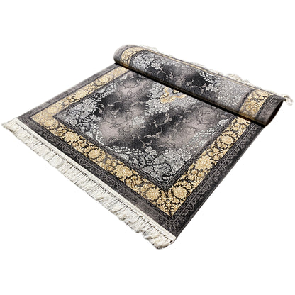 Schwarz-goldener Medaillon-Teppich 160x230cm maschinell hergestellt