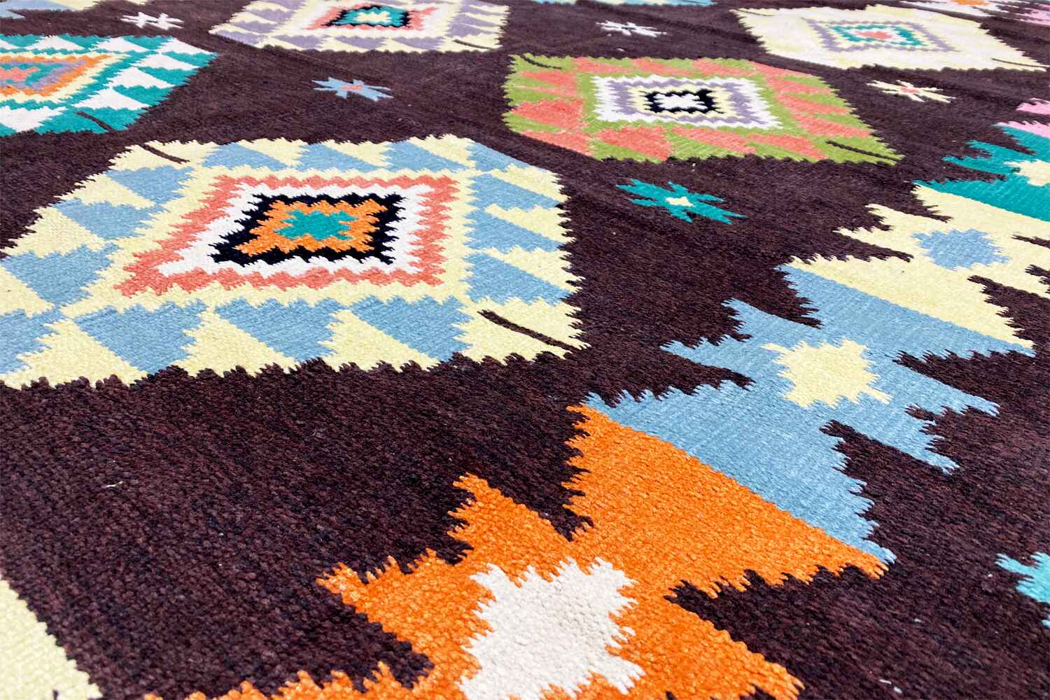 Großer Indischer Kelim Dhurrie - 240x170cm (8x6ft) - Handgefertigt & Gemütlich - German Carpet Shop