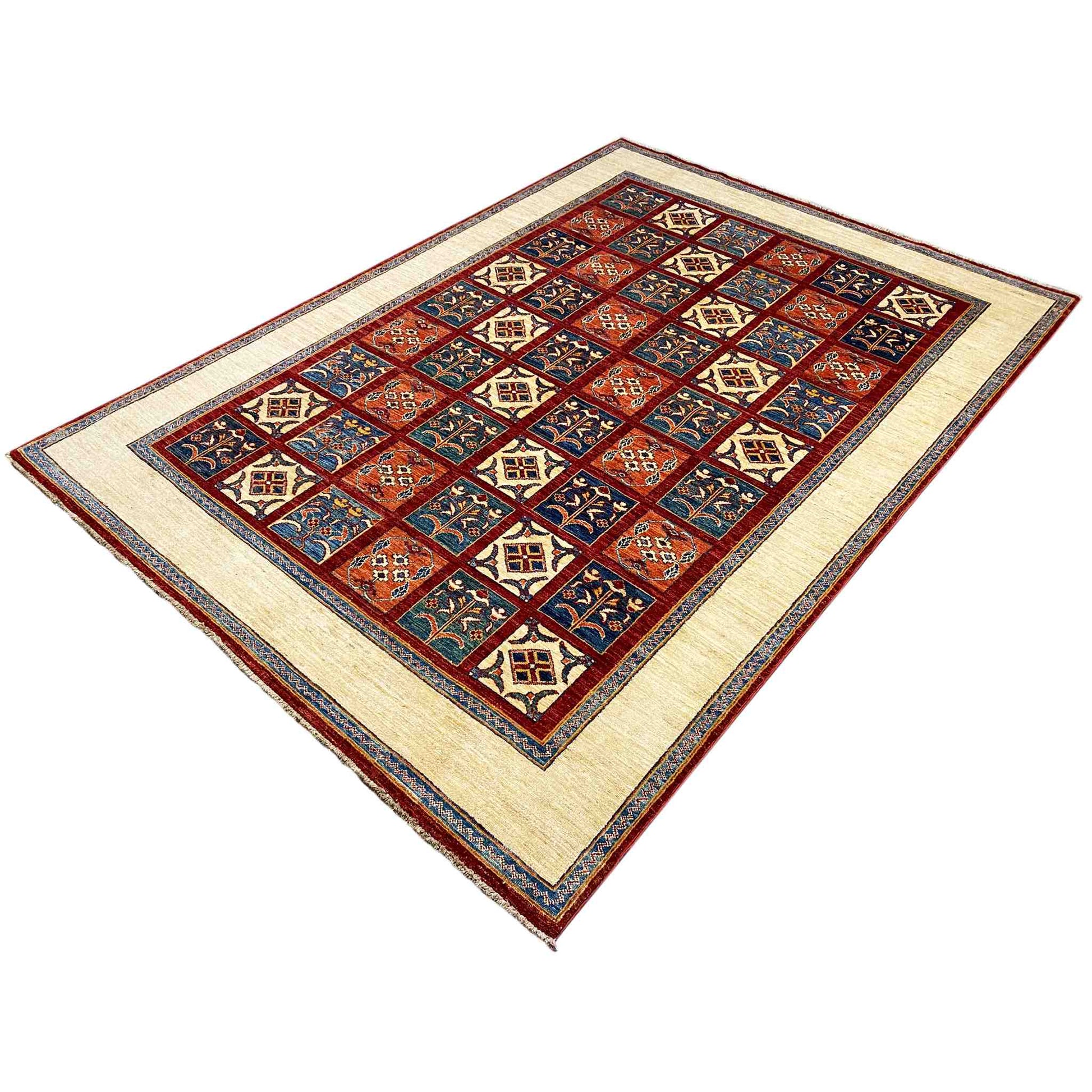 Khorjin-Teppich - Geometrisches Blumendesign, 258x185 cm - German Carpet Shop