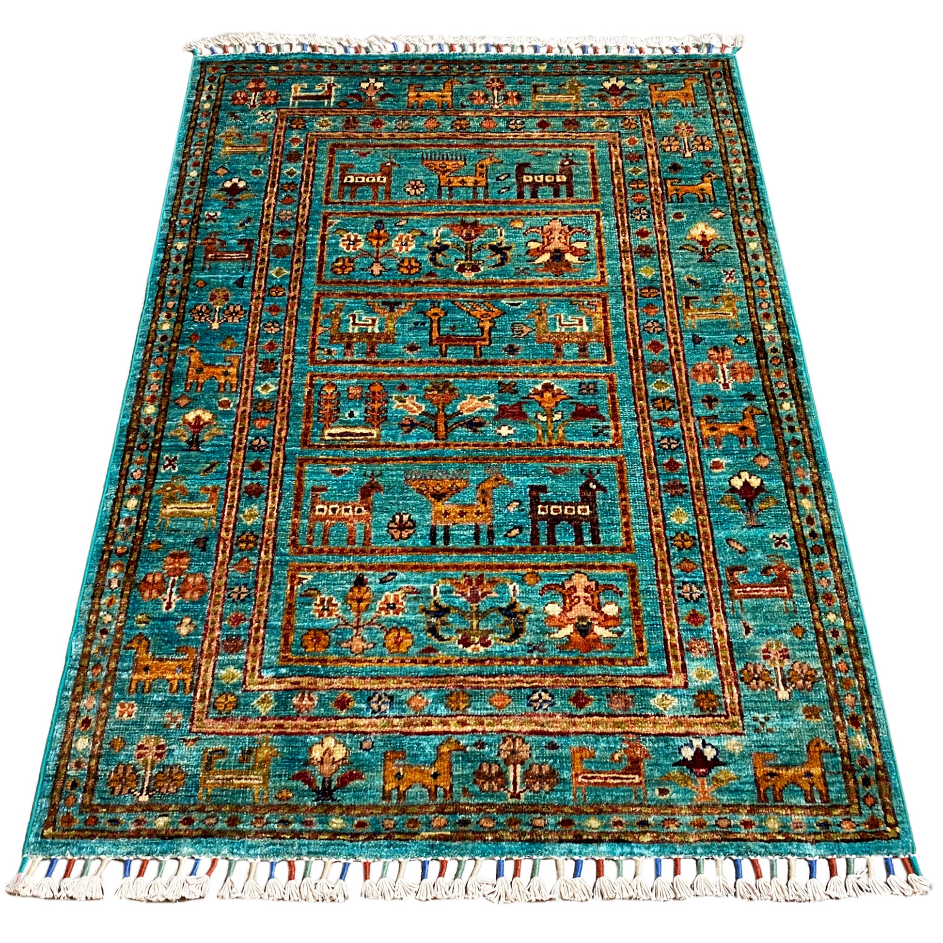 Türkiser Khorjin Teppich 119x83 cm - German Carpet Shop