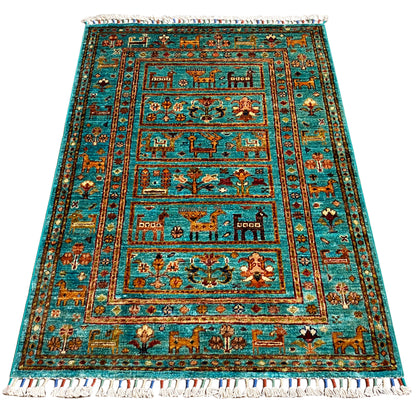 Türkiser Khorjin Teppich 119x83 cm - German Carpet Shop