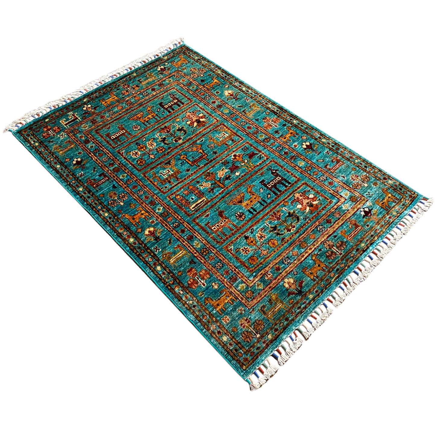 Türkiser Khorjin Teppich 119x83 cm - German Carpet Shop