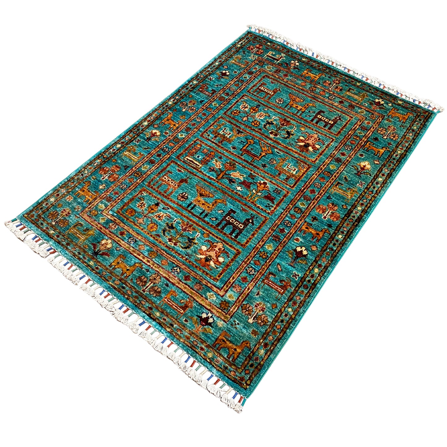 Türkiser Khorjin Teppich 119x83 cm - German Carpet Shop