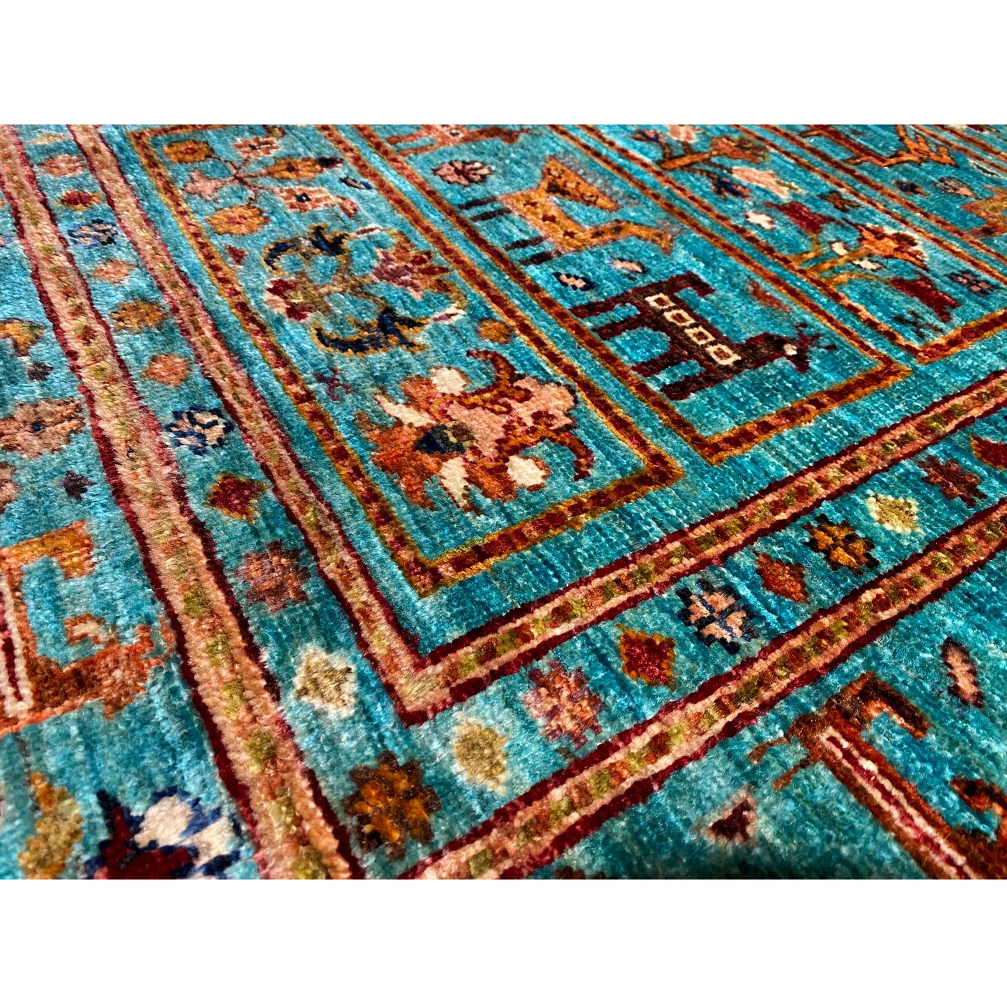 Türkiser Khorjin Teppich 119x83 cm - German Carpet Shop
