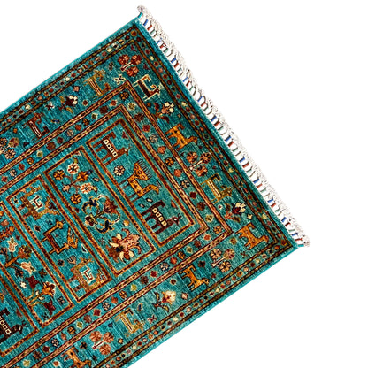 Türkiser Khorjin Teppich 119x83 cm - German Carpet Shop