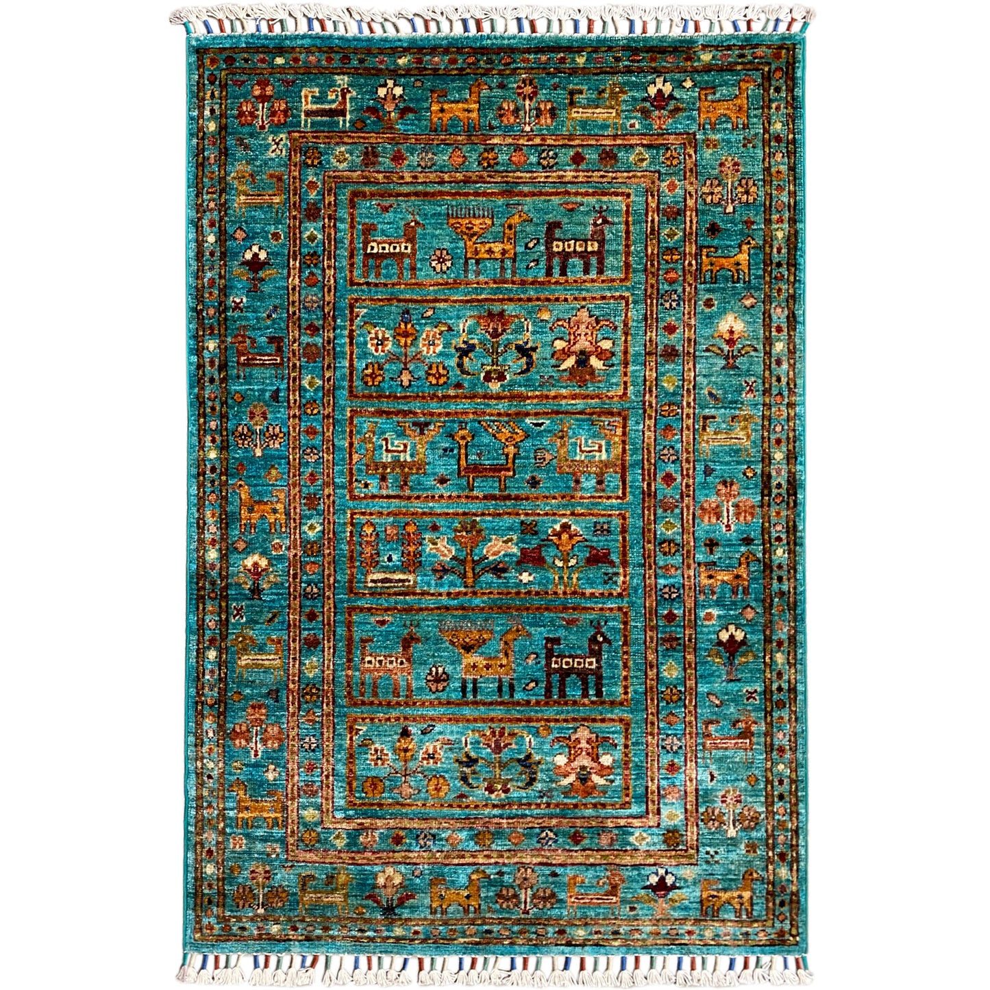Türkiser Khorjin Teppich 119x83 cm - German Carpet Shop