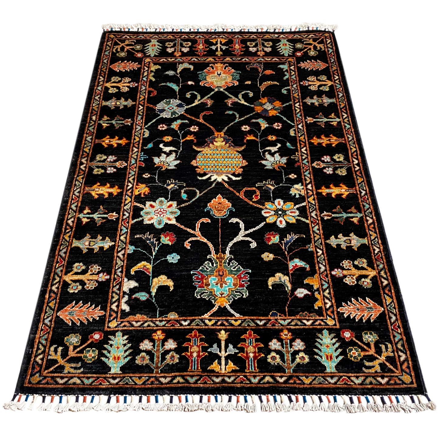 Schwarzer Khorjin Teppich 143x96 cm - German Carpet Shop