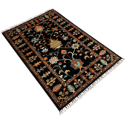 Schwarzer Khorjin Teppich 143x96 cm - German Carpet Shop