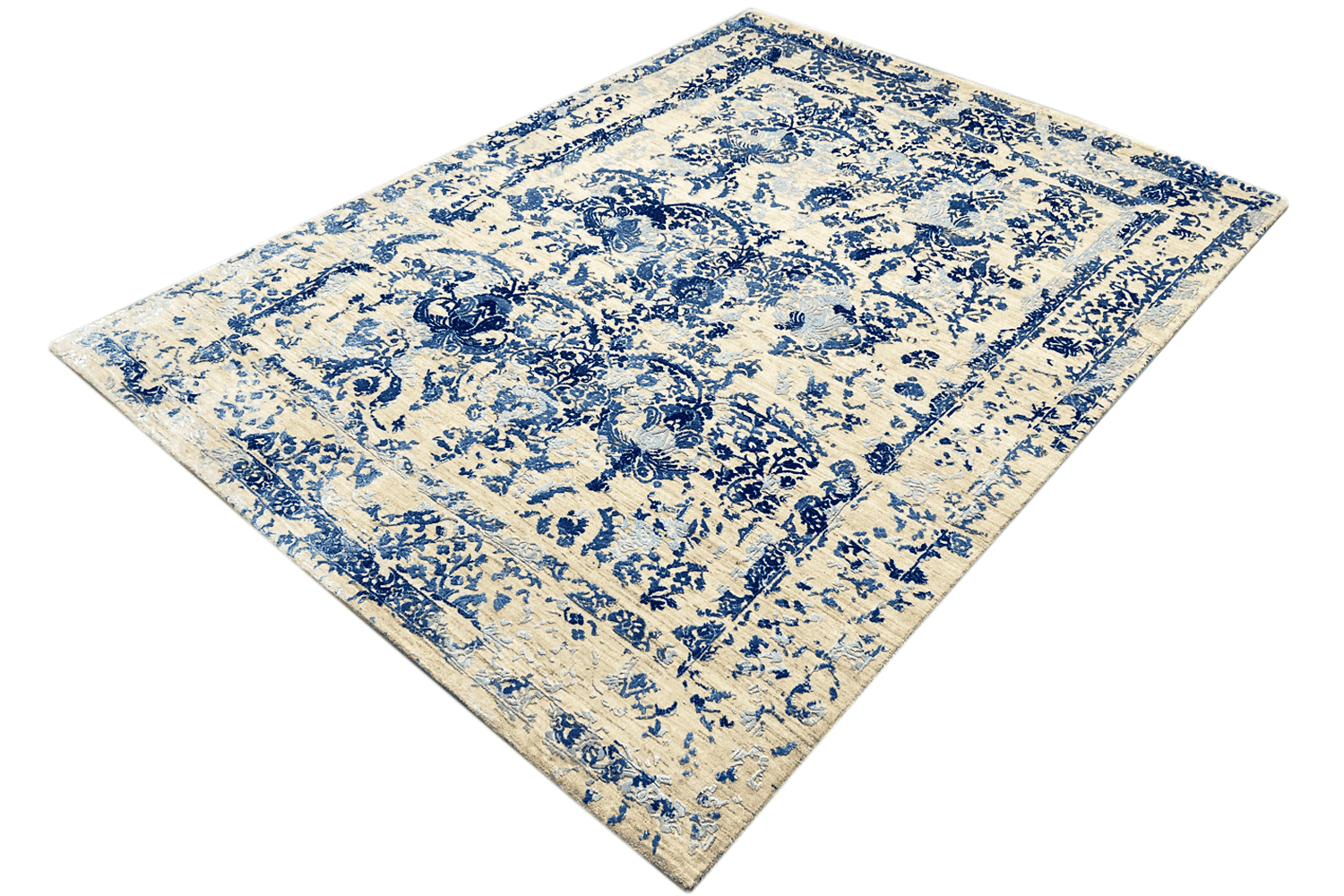Moderner Designer-Teppich – Indisches Blumenmuster – 245x179 cm (8x5.9ft) - German Carpet Shop