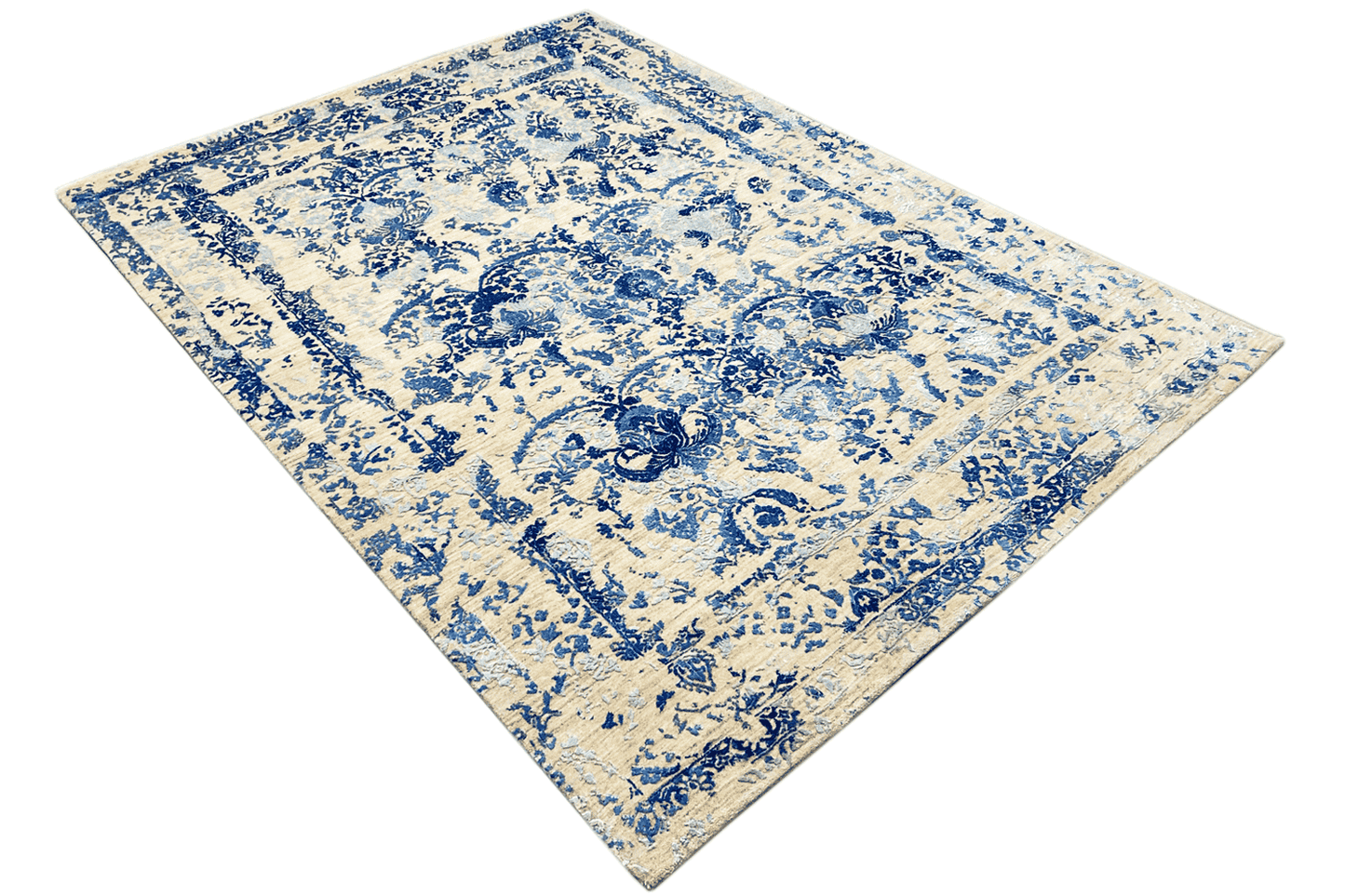 Moderner Designer-Teppich – Indisches Blumenmuster – 245x179 cm (8x5.9ft) - German Carpet Shop