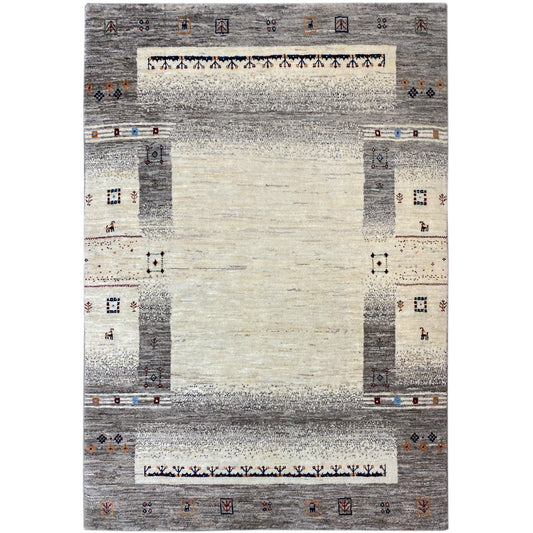 Gabbeh Teppich Beige/Grau 197x145 cm - German Carpet Shop