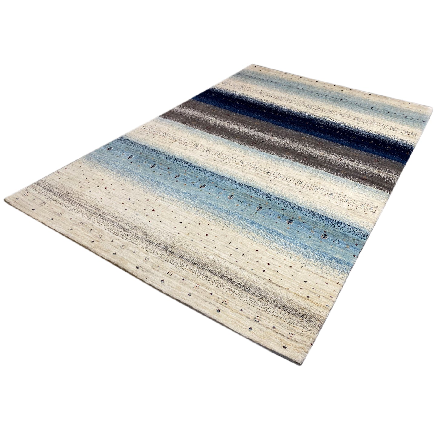 Gabbeh Exklusiver Teppich Blau/Grau 299x196 cm - German Carpet Shop