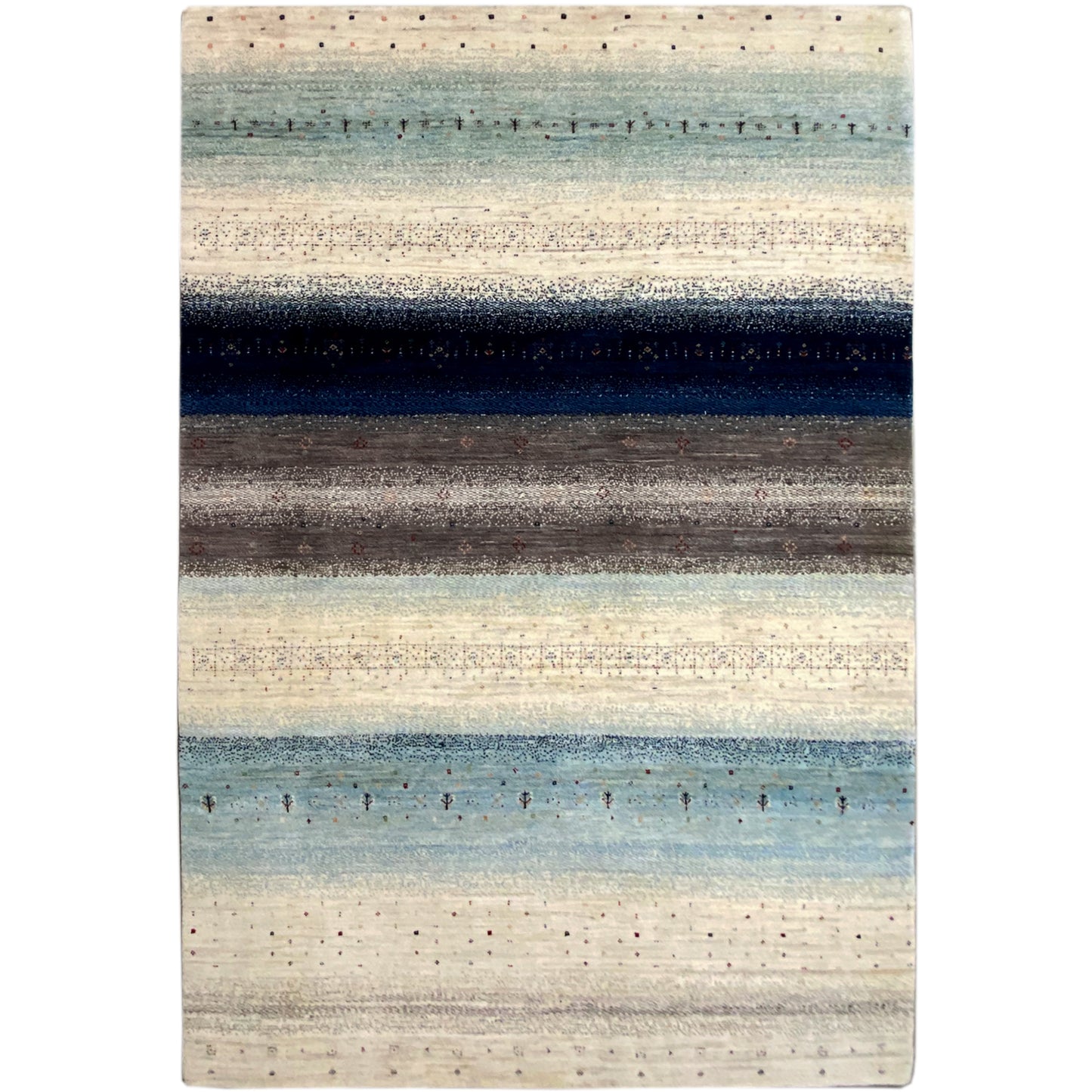 Gabbeh Exklusiver Teppich Blau/Grau 299x196 cm - German Carpet Shop