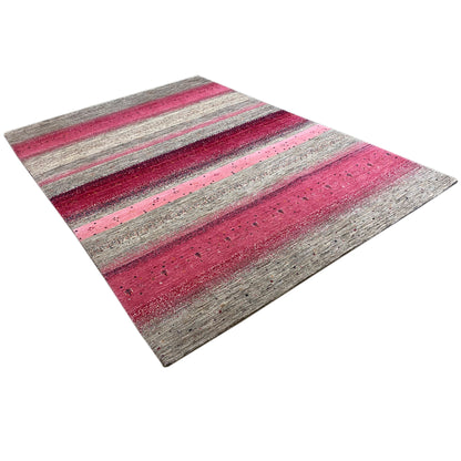 Gabbeh Exklusiver Teppich Rosa/Grau 300x200 cm - German Carpet Shop