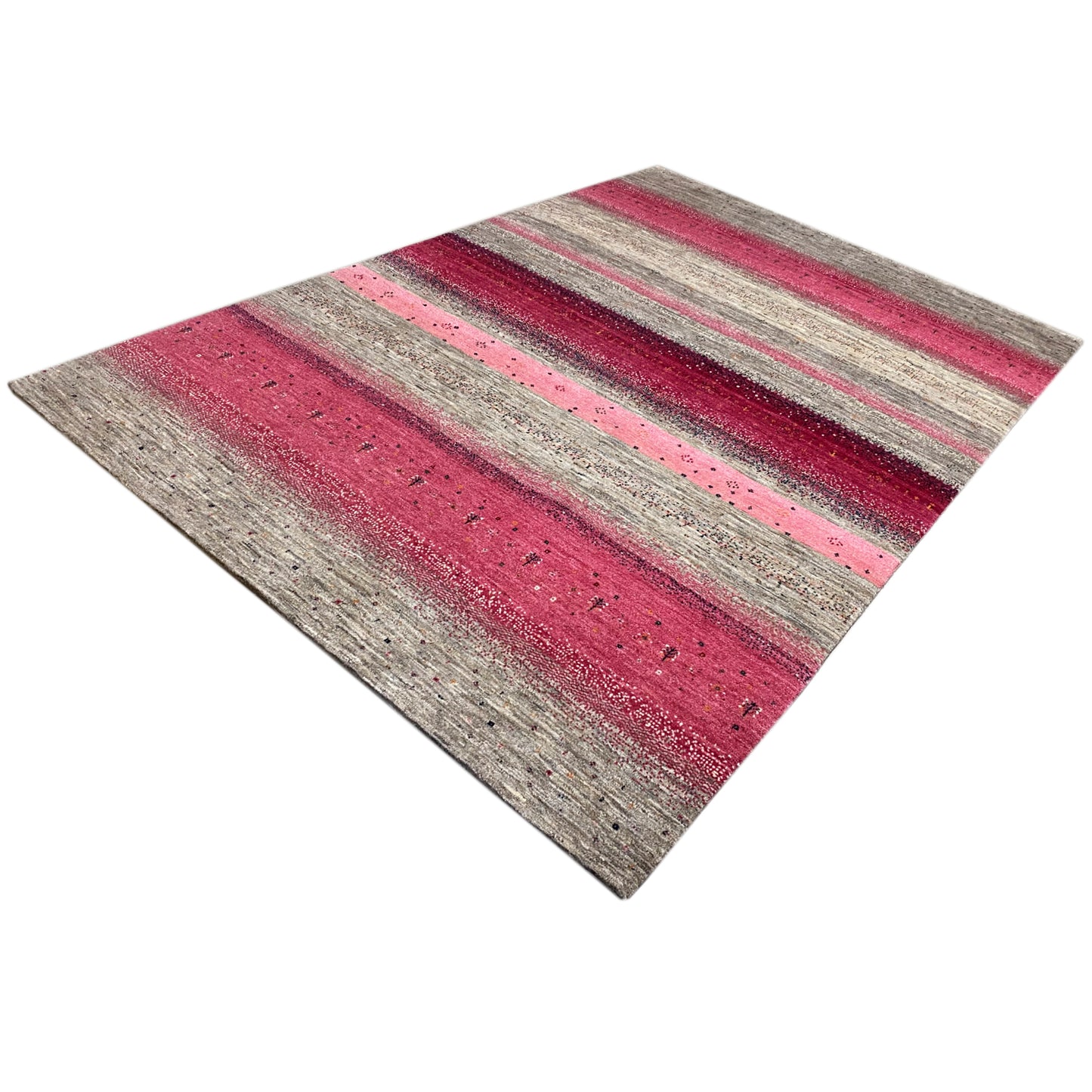 Gabbeh Exklusiver Teppich Rosa/Grau 300x200 cm - German Carpet Shop