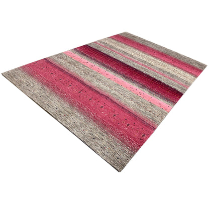 Gabbeh Exklusiver Teppich Rosa/Grau 300x200 cm - German Carpet Shop
